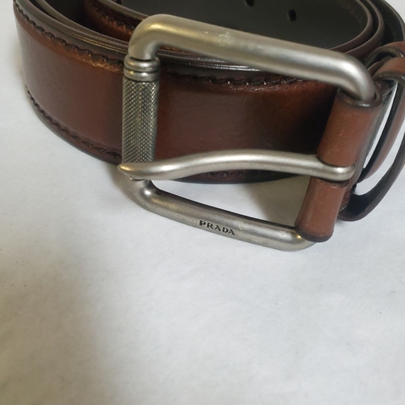 Prada Men Brown Leather Belt Size 105/42 - Picture 2 of 9